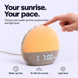 Dawn wake-up light with US 12-hour AM/PM display