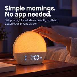 Dawn wake-up light with US 12-hour AM/PM display